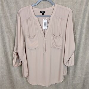 Torrid Harper New Women’s 1X Georgette Pullover Quarter Sleeve Curved Blouse